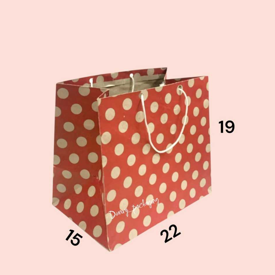 ถุงกระดาษ POLKADOT 22 x 19 | ถุงกระดาษลาย | ถุงกระดาษ R7 | ถุงกระดาษที่ระลึกขนม