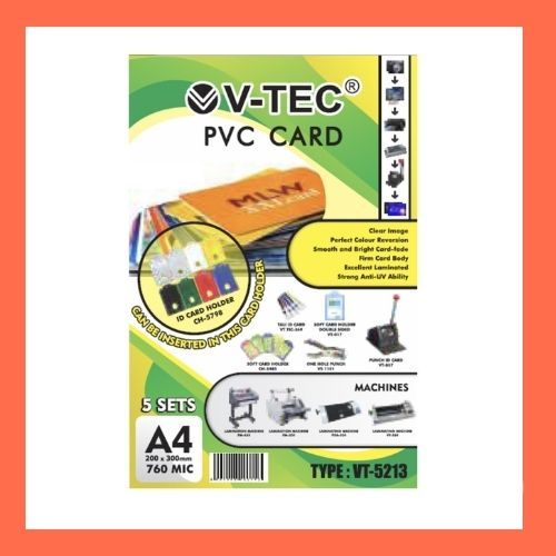 V-TEC การ์ดพีวีซี A4 Vt-5213 1 แพ็ค มี 5 ชุด