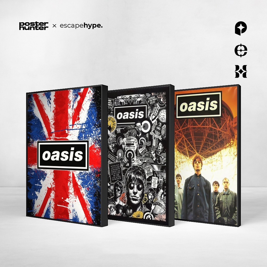 OASIS Frameblock Band โปสเตอร์กรอบบล็อก - Retro Metal Rock Band ตกแต่งผนังตกแต่งผนัง | โปสเตอร์ Hunt