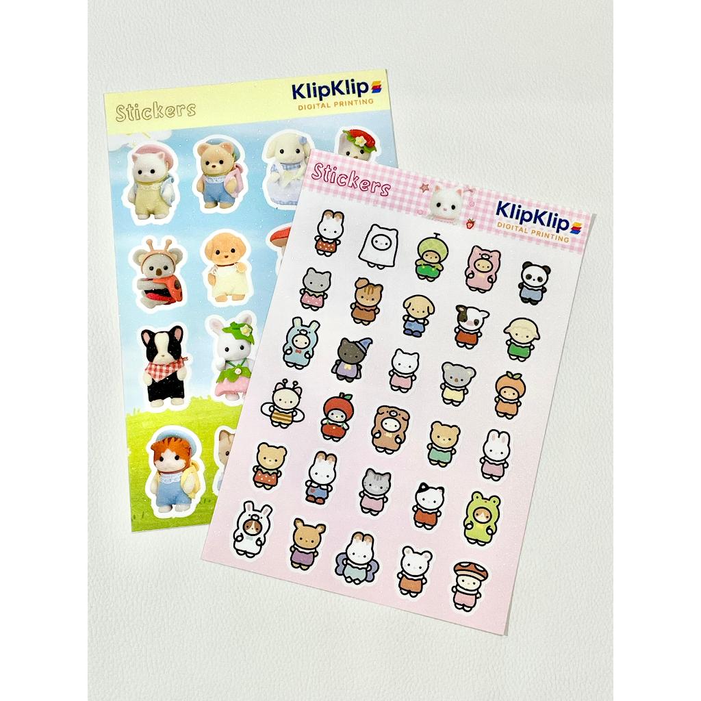 Sylvanian Families Sticker Pack ตัวละครสัตว์น่ารัก เคลือบกลิตเตอร์ - KK