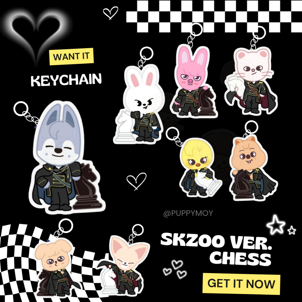 อย่างเป็นทางการโต๊ะ BEFORE CO SKZOO พวงกุญแจ STRAY เด็ก SKZ CHESS KEY RING KEY CHAIN KPOP KOREA JAPA
