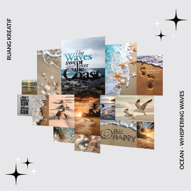 [ CREATIVE ROOM] - โปสเตอร์ BLUE OCEAN Aesthetic - WHISPRINGING WAVES - Aesthetic Wall Decor Aesthet