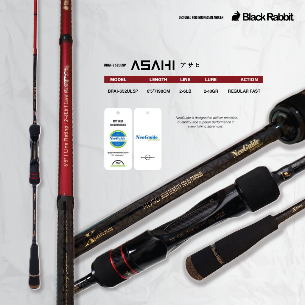 คันเบ็ด BlackRabbit - คันเบ็ด ASAHI 2-6Lb | 6-12Lb | 8-17Lb | 65"/198ซม