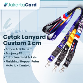custom desain cetak tali lanyard print sublim 2cm cetak 2 atau 1 muka  / tali Kartu printing dua cm cetak dua atau satu muka / nametag