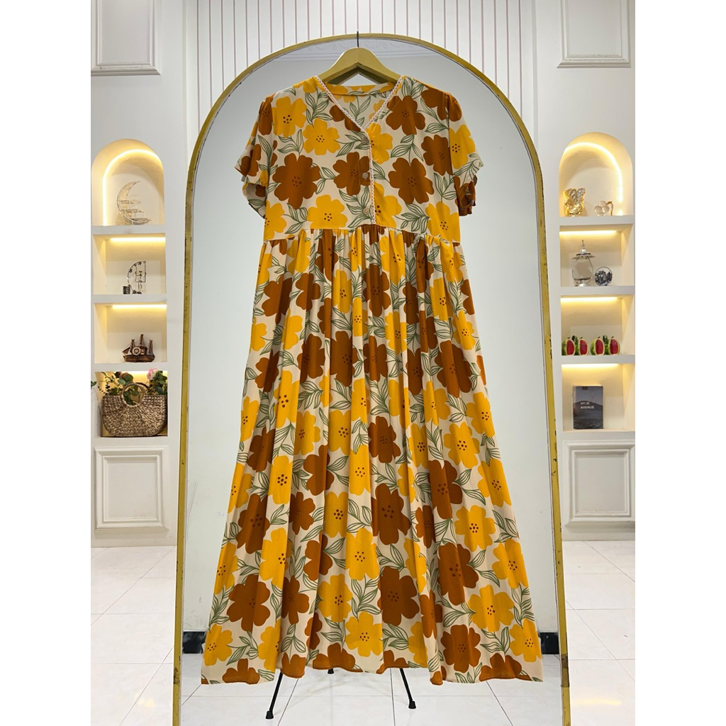 BELLA RAYON DRESS WITH NEW COLLECTION MOTIF