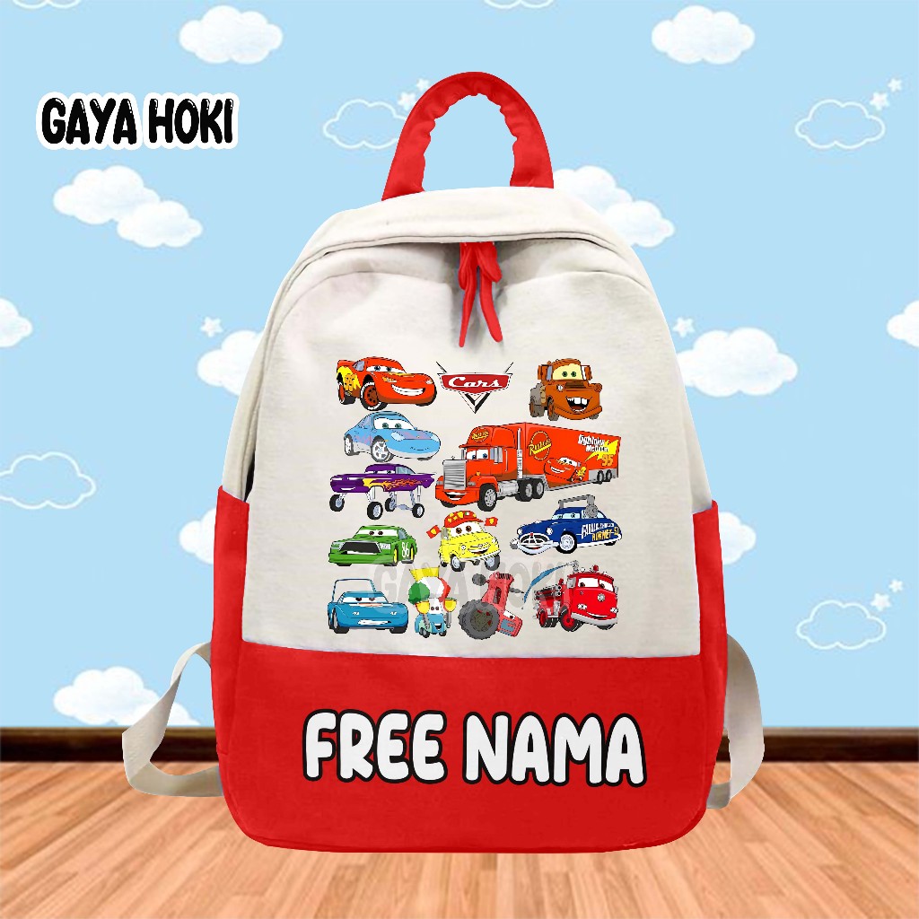 [FREE NAME] กระเป๋าเป้นักเรียนอนุบาล/เอกสิทธิ์พร้อมภาพ Lightning McQueen