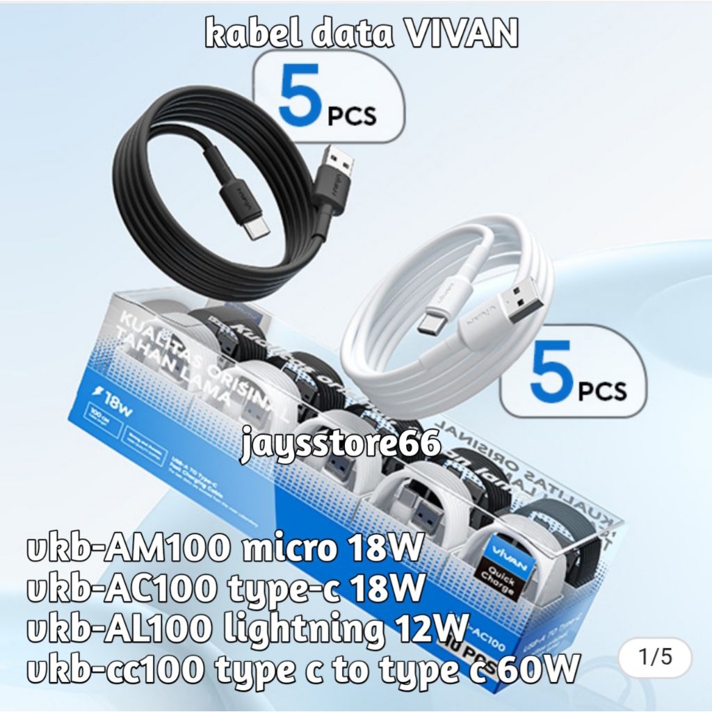 (1 ชิ้น) VIVAN 18W VKB-A100 VKB-AM100 VKB-AL100 VKB-CC100 สายเคเบิลข้อมูลสําหรับคุณภาพดั้งเดิมยาวนาน