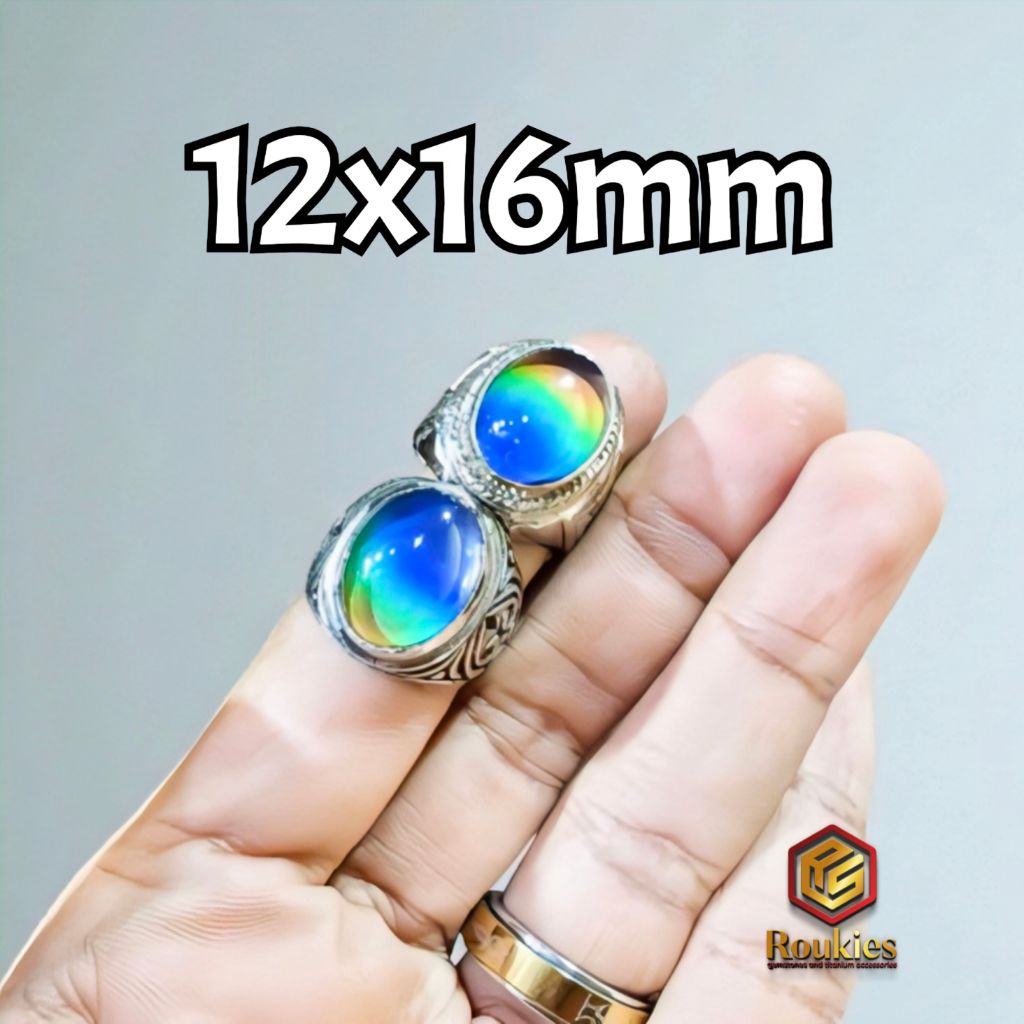 แหวนหิน Chameleon Zodiac ขนาด 12x16mm สีหิน เปลี่ยนทุกการใช้งาน
