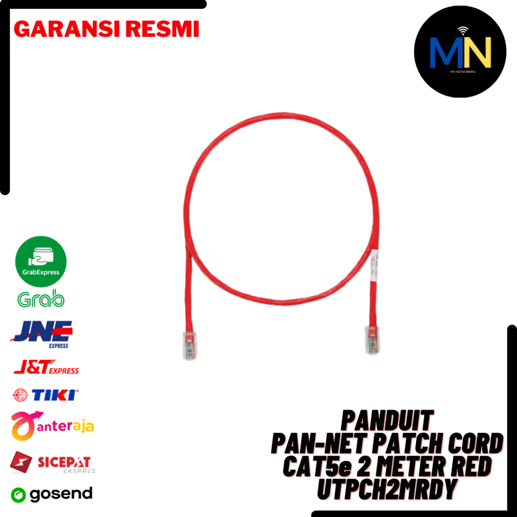 PANDUIT สายแพทช์ Pan-Net Cat 5e 2 เมตร สีแดง UTPCH2MRDY