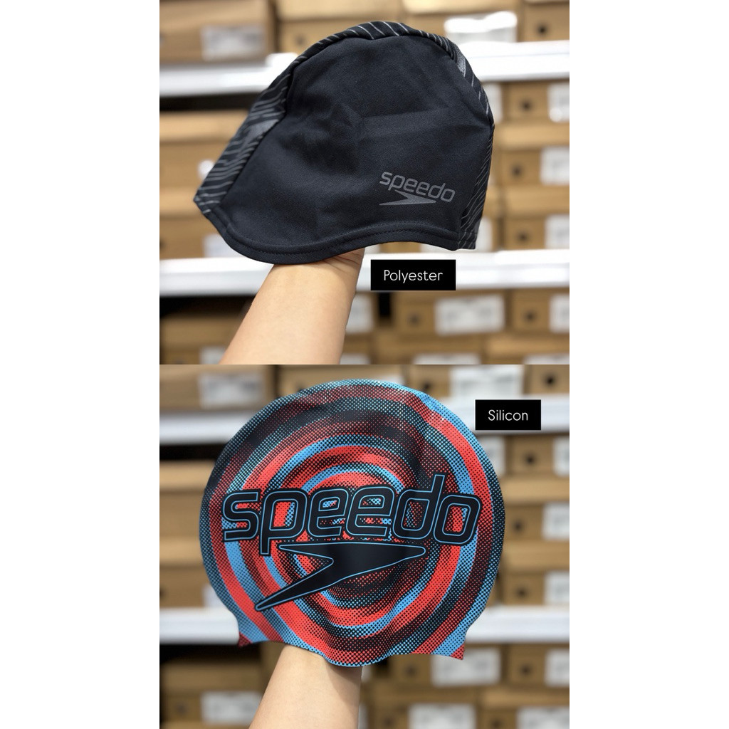 SPEEDO SILICON และ POLYESTER SWIM CAP YOUTH ADULT