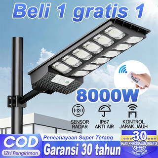 [Garansi 30 tahun] lampu jalan tenaga surya lampu jalan LED  Lampu Solar Cell 8000W tenaga matahari IP67 tahan air luar ruangan 0 Biaya listrik Lampu Jalan Sensor smart sensor Tahan Panas dan Tahan Dingin kendali jarak jauh