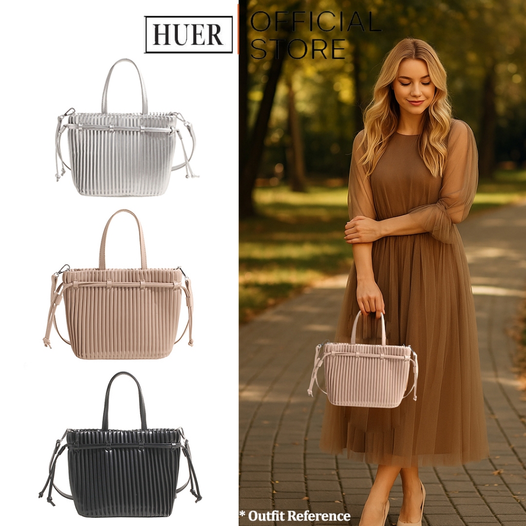 HUER ~ Muerry Pleats Tote bag 9536-526 9712