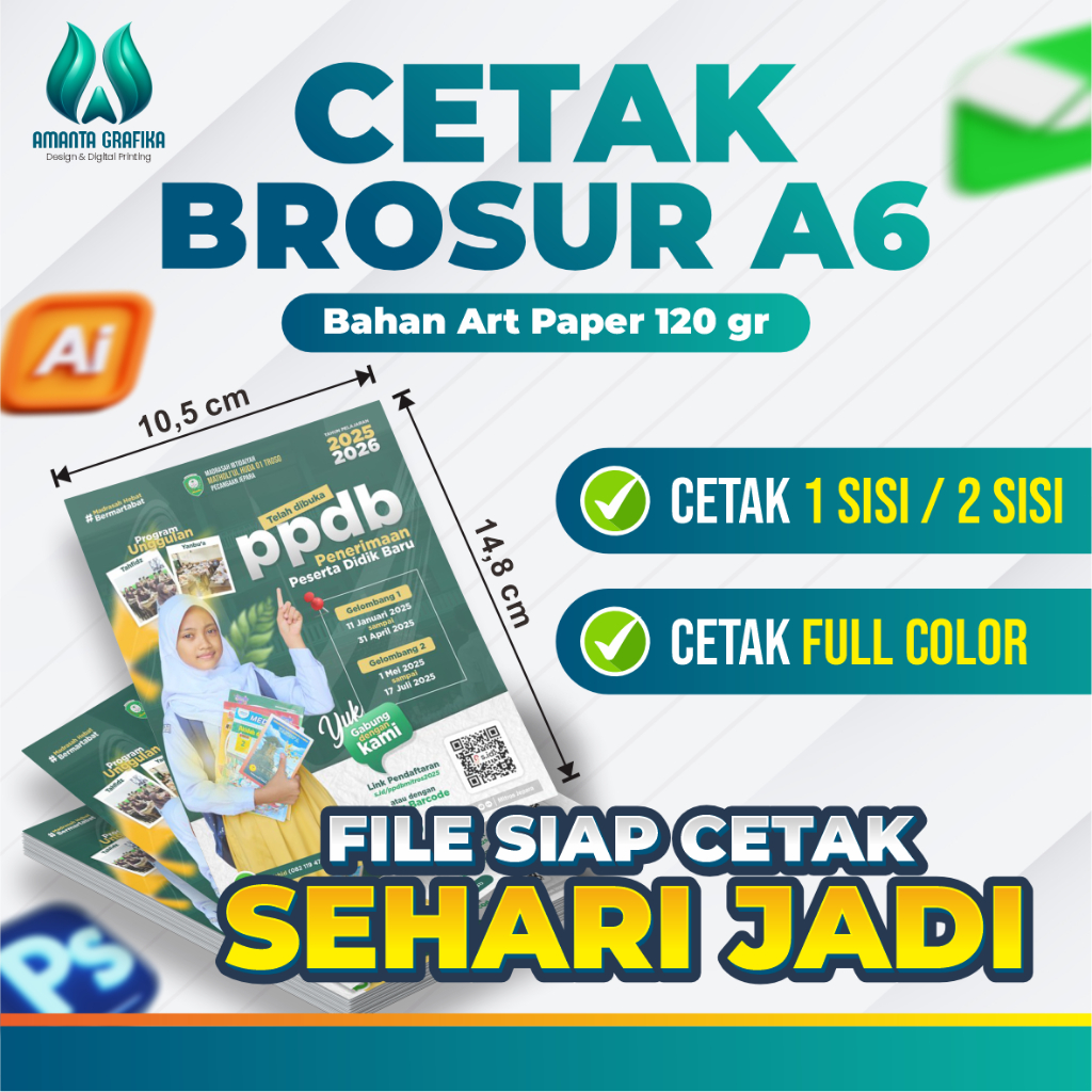 พิมพ์ A6 Brochures (1 ด้าน / 2 ด้าน) | A6 Flyer PRINTING | ก6 โบรชัวร์ | วันหนึ่งวัน