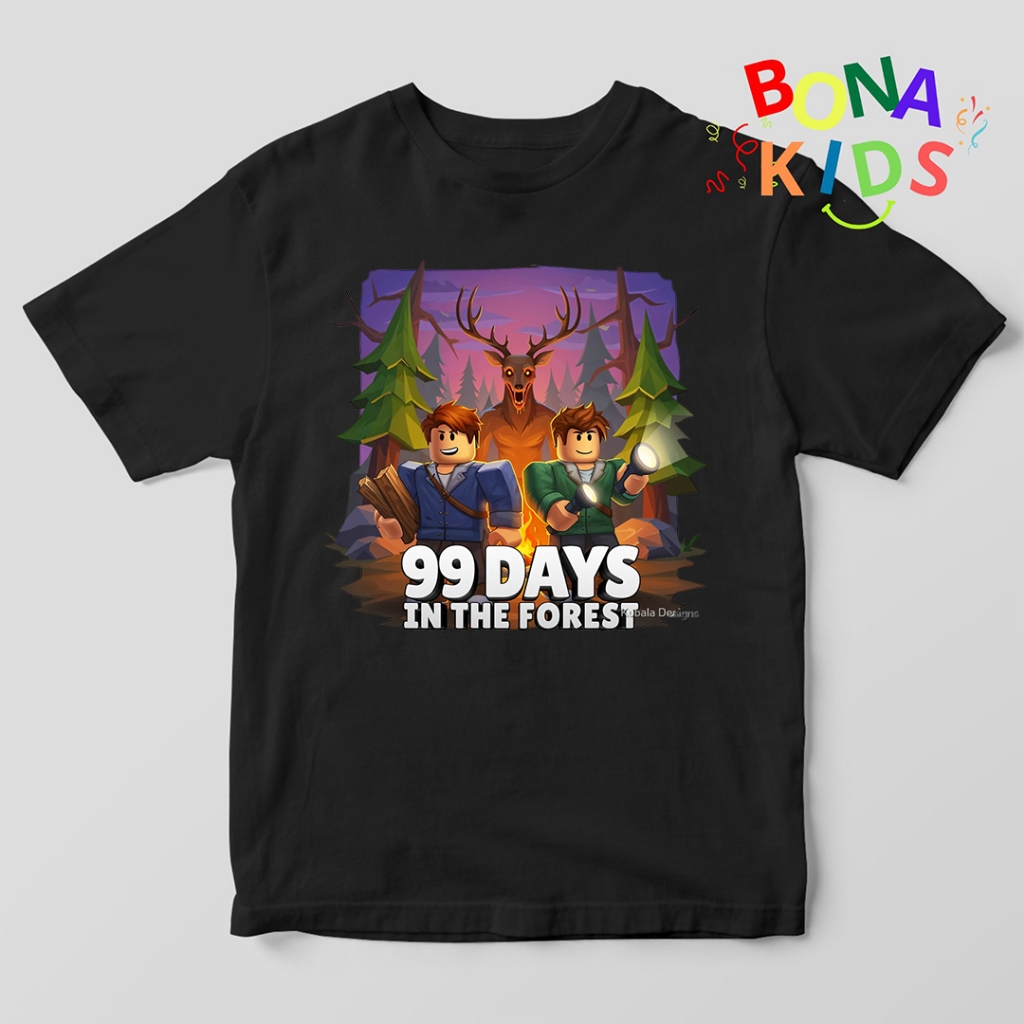 KATUN ROBLOX 99 DAYS ในเสื้อผ้าป่า, เกมคอลเลกชันน่ารัก, UNISEX, แขนสั้น, ผ้าฝ้าย, สวมใส่สบาย