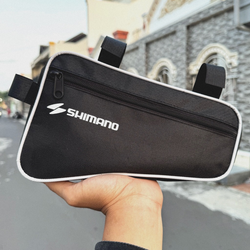 SHIMANO กระเป๋าอานจักรยาน กระเป๋าโครงสามเหลี่ยม จัดเก็บมัลติฟังก์ชั่น สําหรับเสือภูเขา/พับจักรยาน