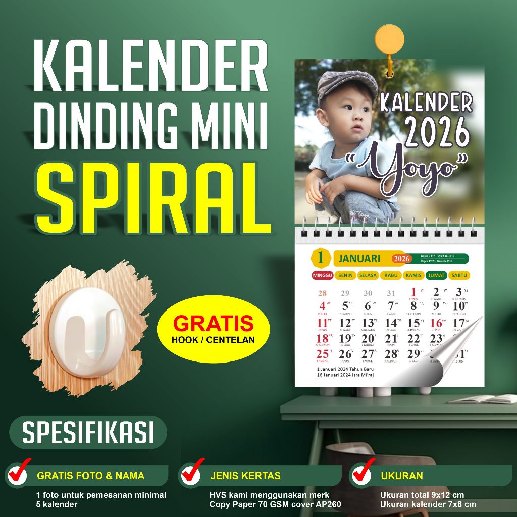 ปฏิทินติดผนังเกลียวจิ๋ว ปฏิทิน 2026