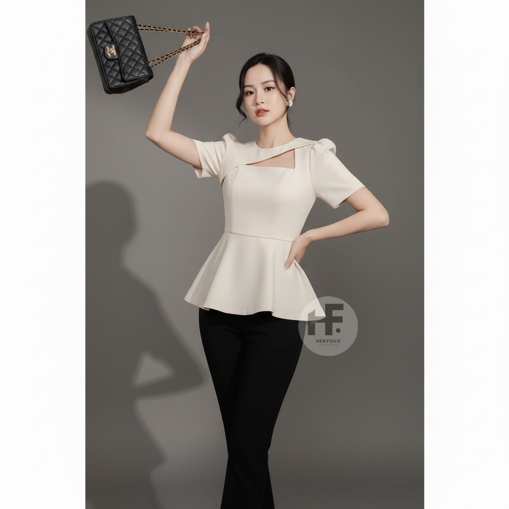Noire Top เสื้อเบลาส์พรีเมี่ยมสไตล์เกาหลีสําหรับผู้หญิง || Noire Elegant Stretch Scuba Womens Blouse