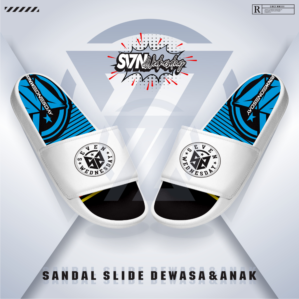 BRZ Adult Slop Sandals_0138P UK 36-44 และเด็ก 26-35 ผู้ชายผู้หญิง Distro รองเท้าแตะการพิมพ์ Motif,