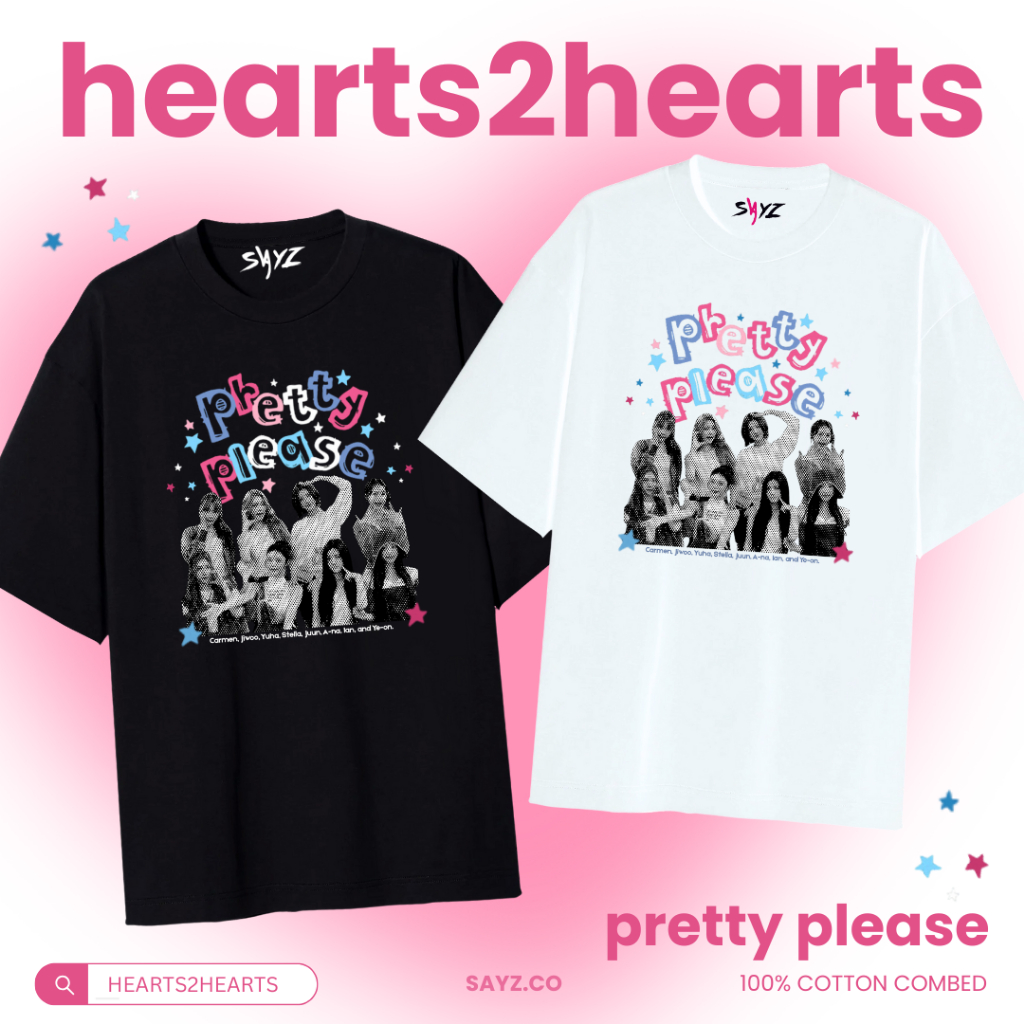 Tshirt Hearts2Hearts Pretty Pleate Album - Jiwoo Carmen Stella Ana Yuha Yeon Ian Juun - เสื้อยืดผ้าฝ