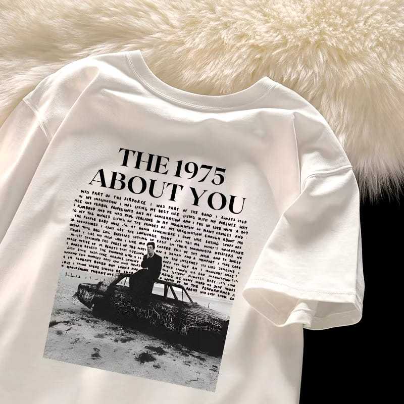 KATUN SHORT SLEEVE TSHIRT THE 1975 ABOUT YOU PURE COTTON RETRO สไตล์ผู้หญิง TOP COTTON COMBED เสื้อย