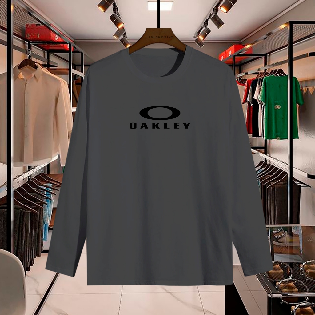 !!! เสื้อยืด Oakley Distro พร้อมโลโก้ข้อความสีดําคุณภาพพรีเมี่ยม 30s Combed Cotton เสื้อยืดแขนยาวเสื