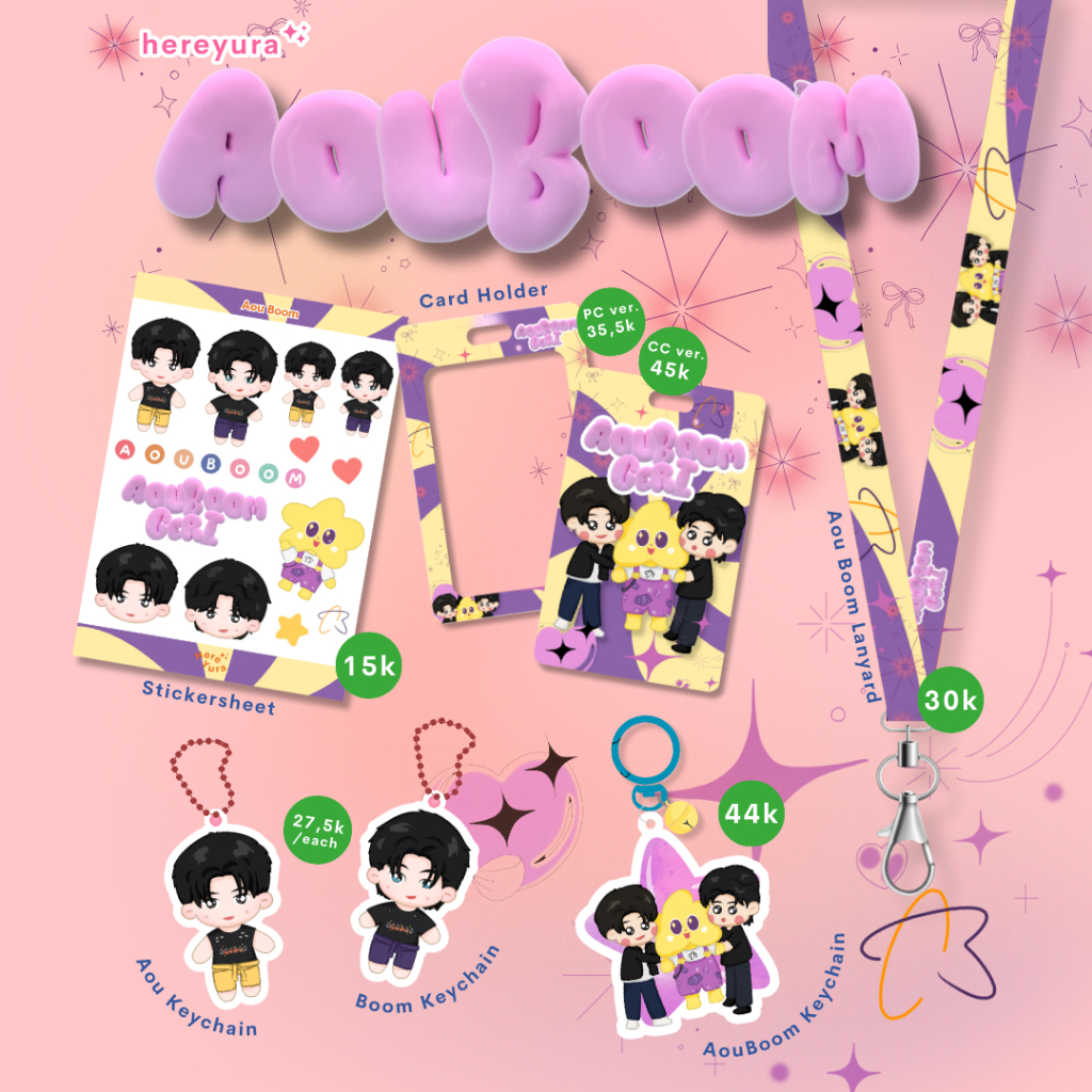 AouBoom Cherry Card Holder Lanyard พวงกุญแจ Stickersheet Thaienthu GMMTV