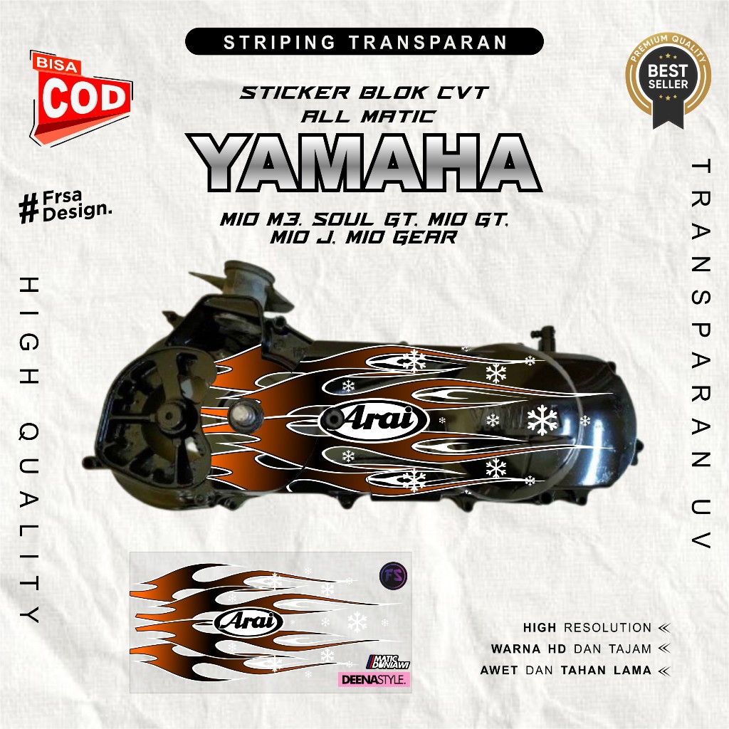 สติ๊กเกอร์ CVT โปร่งใส Yamaha Mio J GT M3 Gear Xeon ETC Fire Motif V4