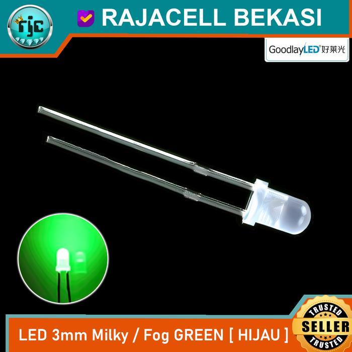 HIJAU LED Green Diffused Milky White 3mm 15mA มุมกว้างเบลอ