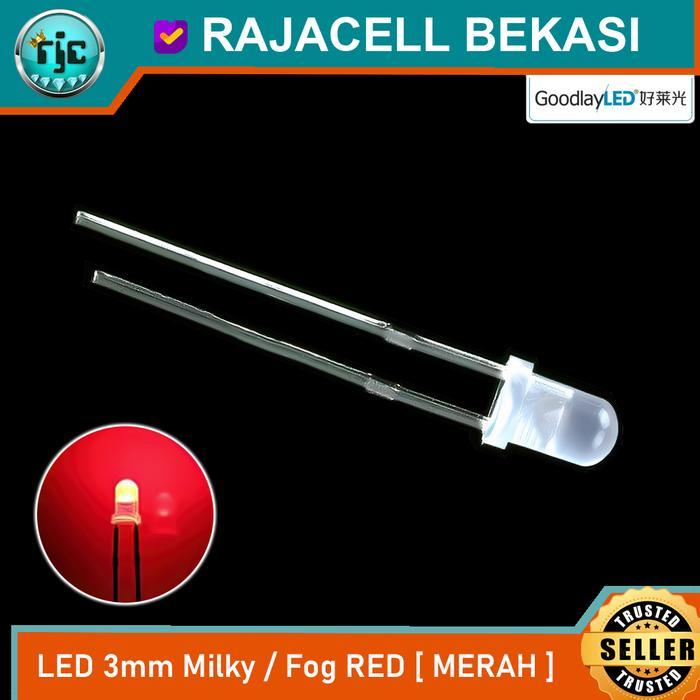 MERAH LED Red Diffused Milky White 3mm 15mA Blur Wide Angle