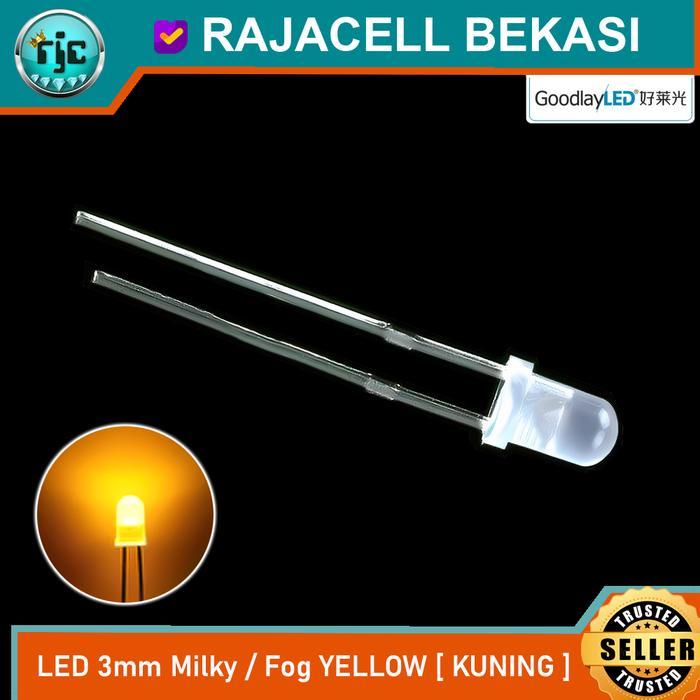 LED Yellow Diffused Milky White 3mm 15mA มุมกว้างเบลอ