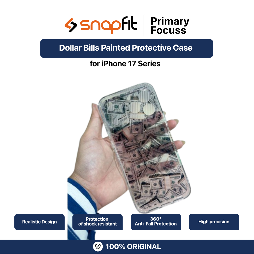 SNAPFIT Case iPhone 17 Pro Max iPhone SNAPFIT Dollar Bills Painted Protective Casing Cover - โฟกัสหล
