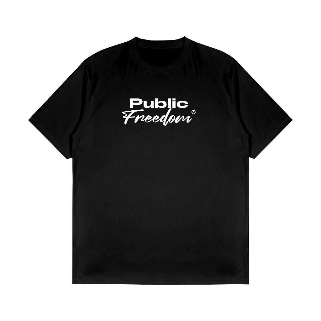 Public Freedom Regular เสื้อยืดสีดํา Cotton Combed 20s Freedom Fon