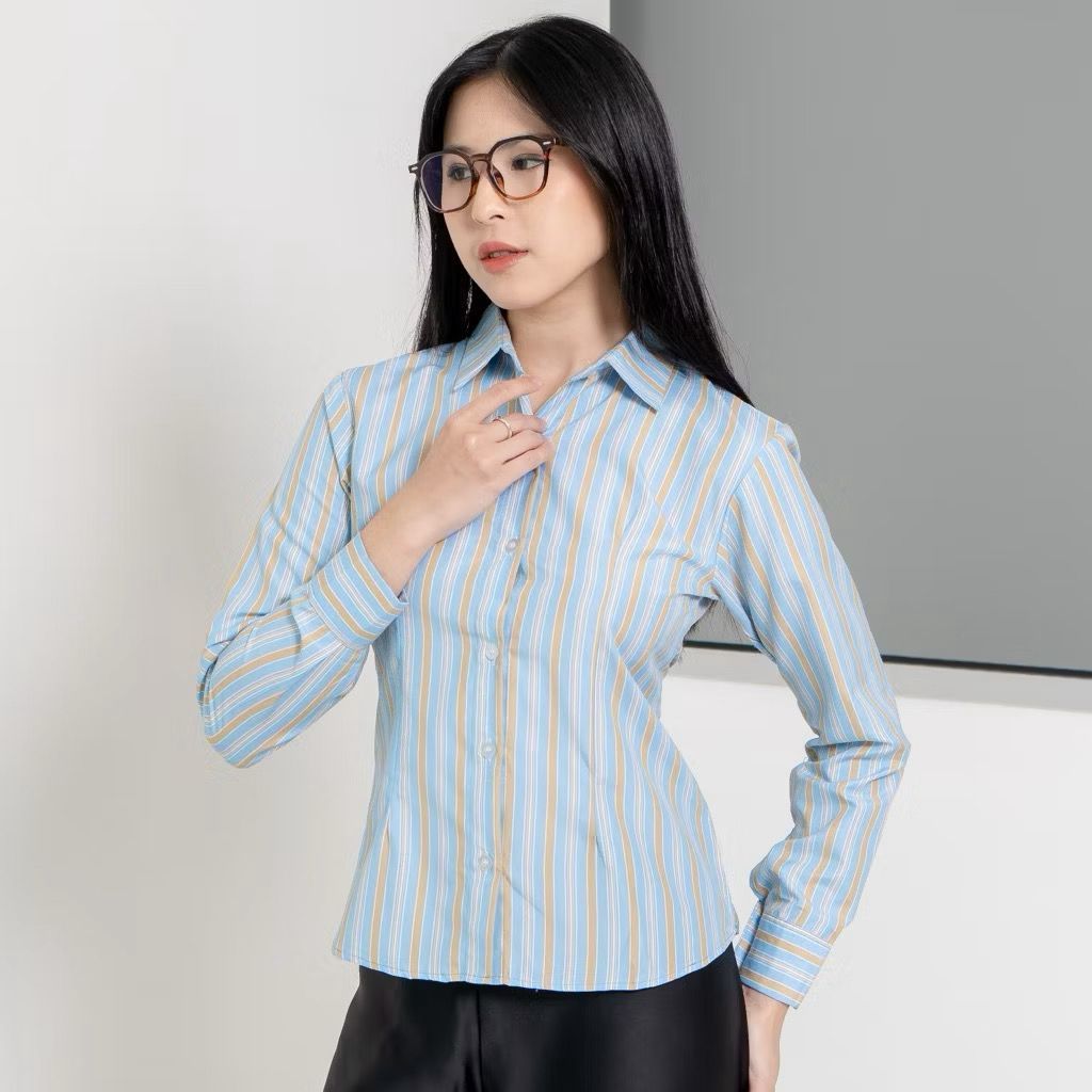 KEMEJA Girl Boss Shirt Womens Slimfit Elegant Rubber Wispie Shirt