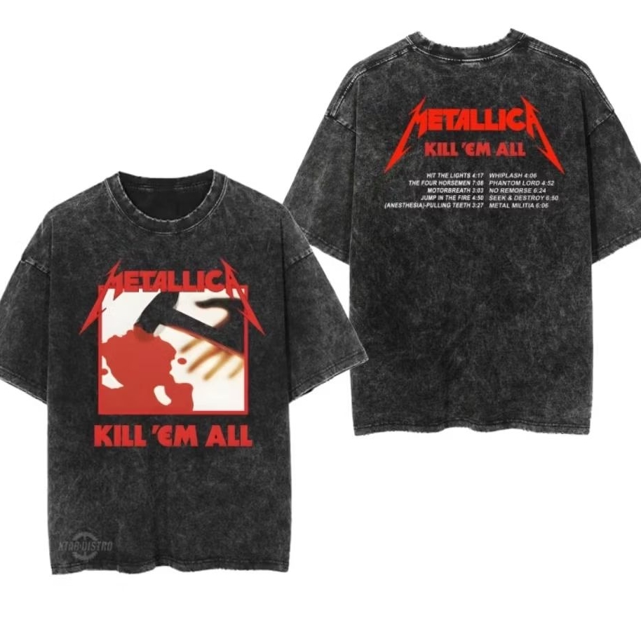 เสื้อยืด Oversize Stone Wash METALLICA - KILL THEM ALL เสื้อยืดวง plastisol ล้างวินเทจ