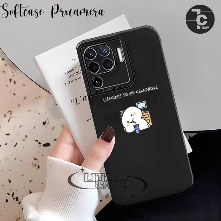 HP Softcase สําหรับ Oppo Reno 5F 4F 7Z 8Z Reno 4 4G 5 4G 5G 6 4G วอลล์เปเปอร์สีดําน่ารักล่าสุด - Liq