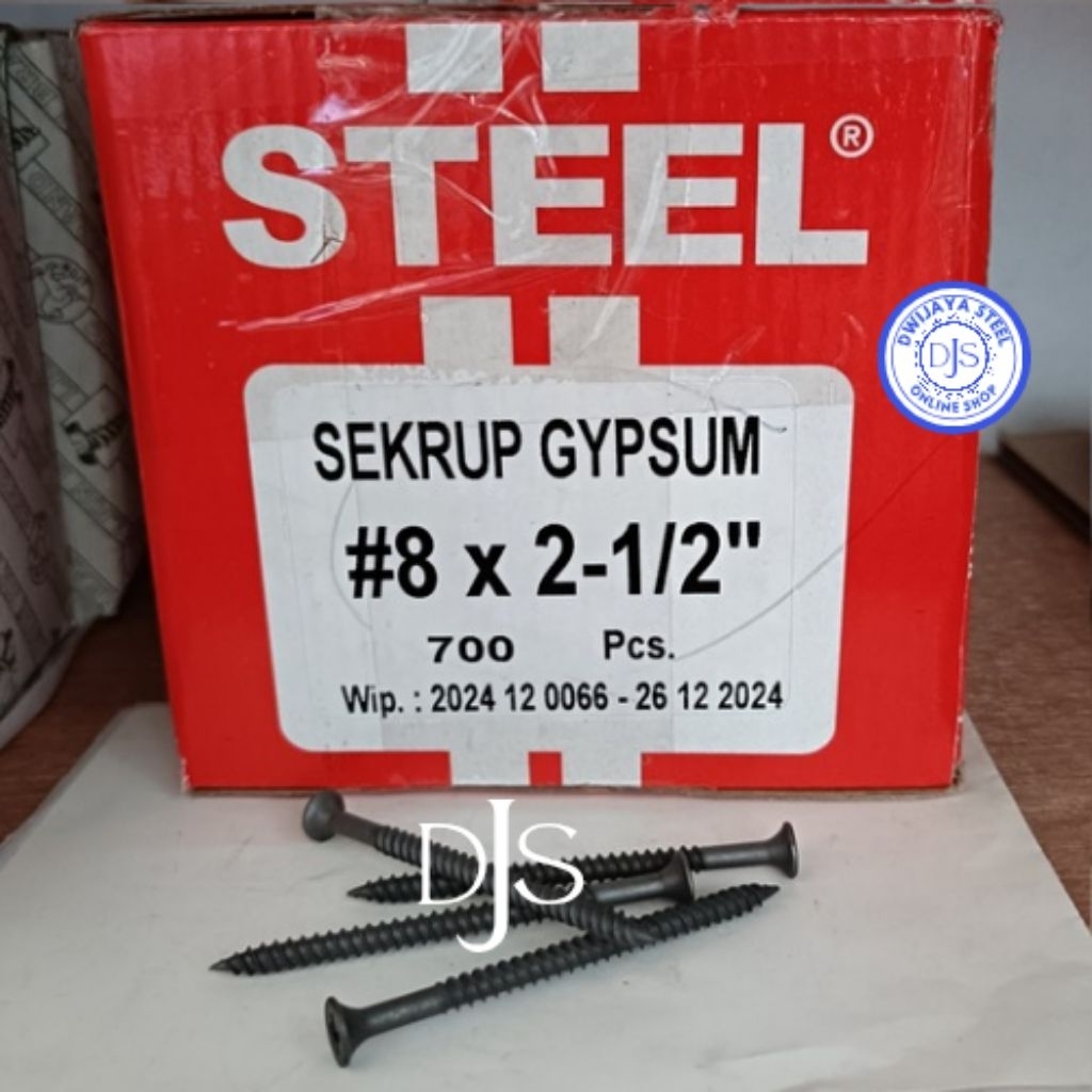 1 กล่อง GIPSUM STEEL SCREWS 8X2-1/2" สีดํา GIBSUM SCREWS GYPSUM DRYWALL SCREW 6CM