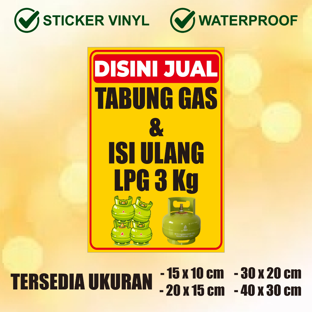 "THI IS HERE SELLING 3KG LPG GAS CYLINDER & REFILL STICKERS" | การพิมพ์ความละเอียดสูง | กันน้ํากันน้