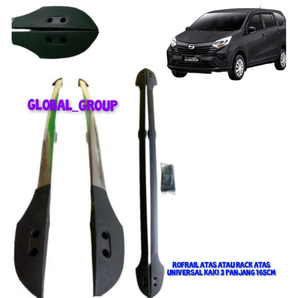 ROOF RAIL SIGRA ใหม่ ROOF RACK ROOF 3 ขา CHROME และสีดํา
