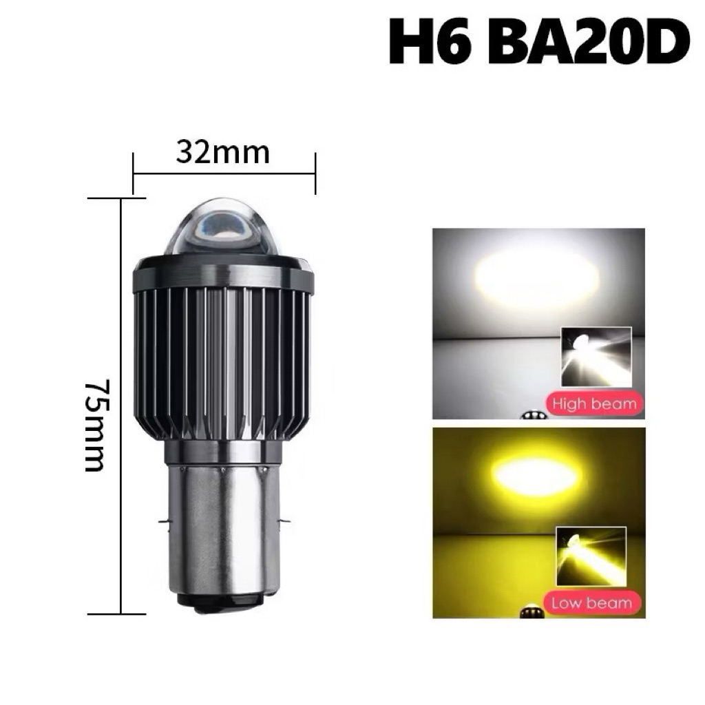 LED LASER HEADLAMP HIGH LOW H6 BA20D 12-24V DUAL COLOR 2 สี
