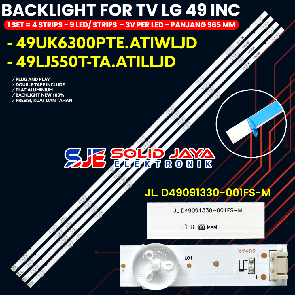 LG 49 INC LED TV BACKLIGHT 49UK6300 49LJ550 49UK6300PTE.ATIWLJD 49LJ550T-TA.ILLJD BL 9K 49UK 49LJ