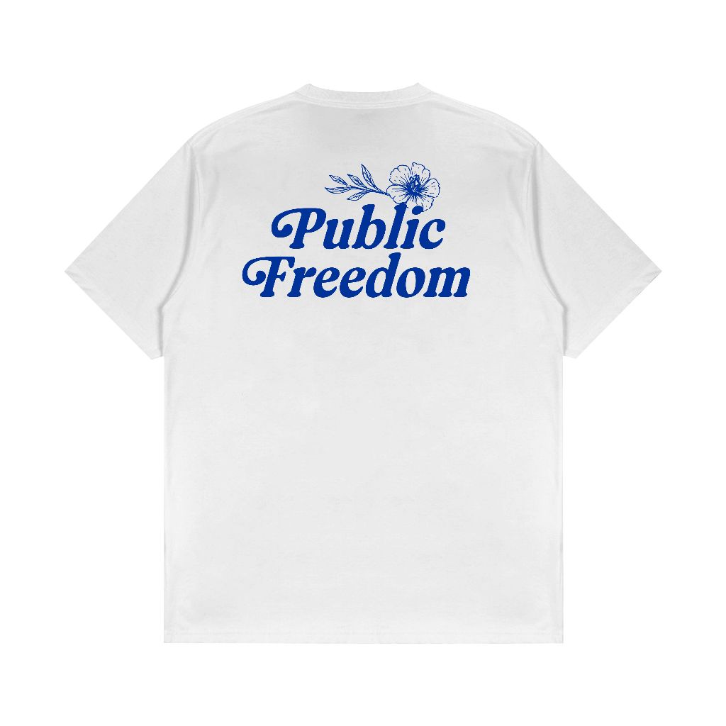 Public Freedom Regular เสื้อยืดสีขาว Cotton Combed 20s Flowers Freedom