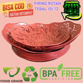 PAKET HEMAT isi 12pcs Piring Rotan Cantik Tebal