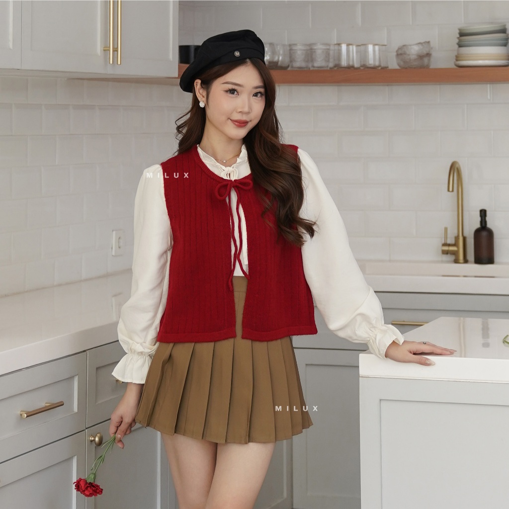 VEST KNIT TIED POLOS VEST KNIT TIE RIBBON MX422