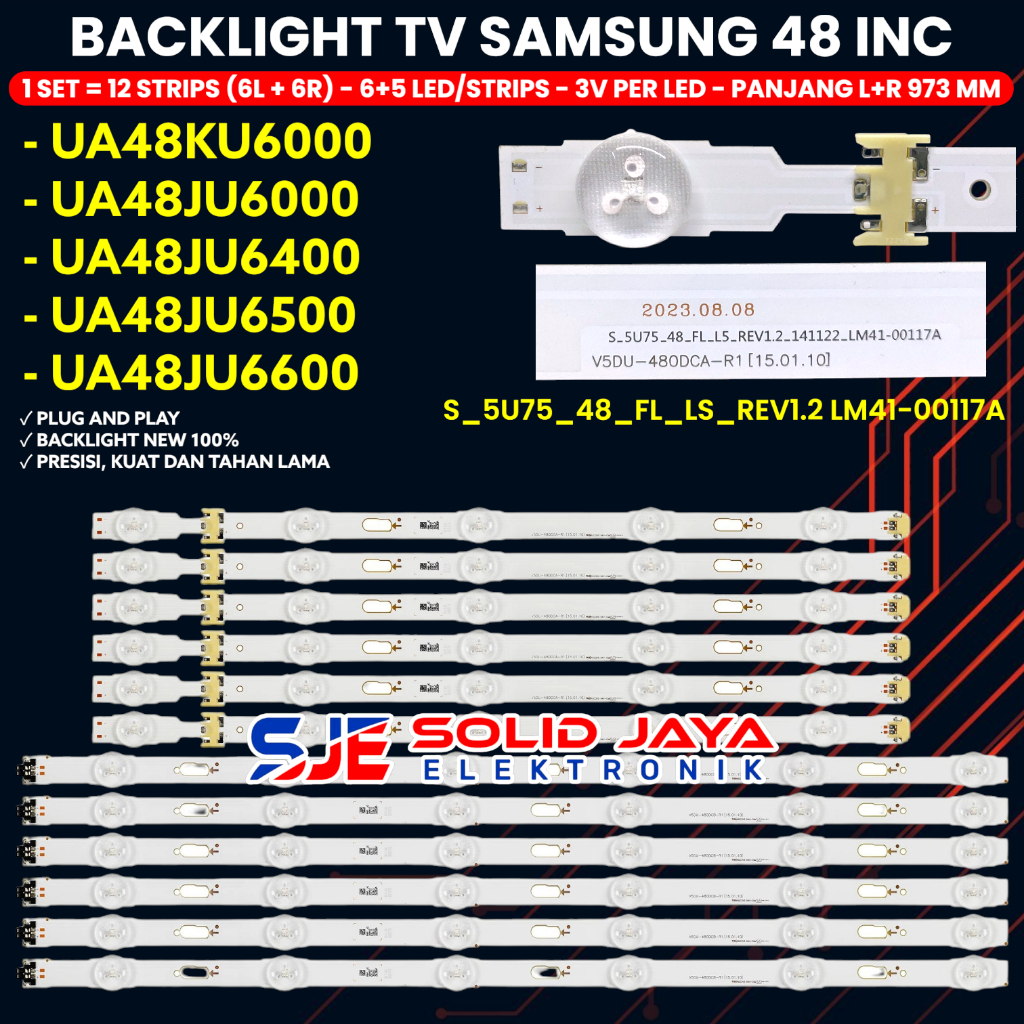 SAMSUNG 48 INCH TV BACKLIGHT UA48KU6000 UA48JU6000 UA48JU6400 UA48JU6500 UA48JU6600 BL LED 48KU 48JU