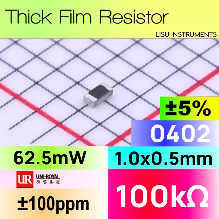 100k 0402 ±5% ตัวต้านทานหนา SMD 100kΩ 0402WGJ0104TCE UNI-ROYAL