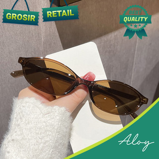 ALOY RETAIL PL-H047 Kacamata Hitam Fashion Oval Retro Korean Look Sunglasses Vintage Fashion Wanita Termurah
