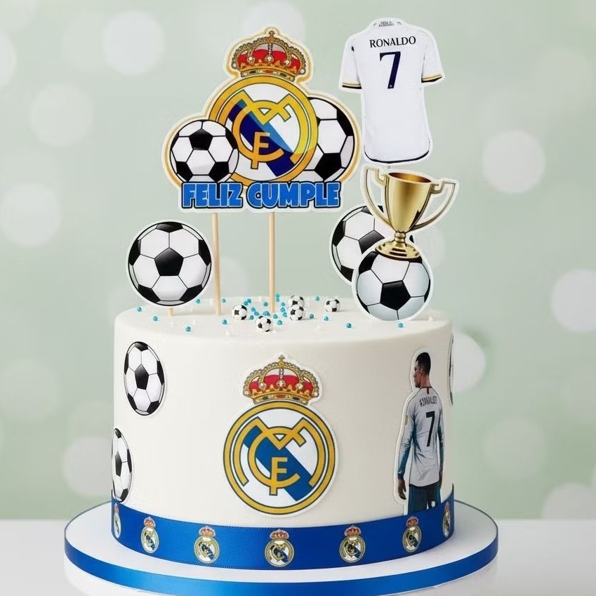 จริง MADRID/REAL MADRID เค้ก TOPPER CUSTOM NAME/REAL MADRID THEME วันเกิดเค้กตกแต่ง