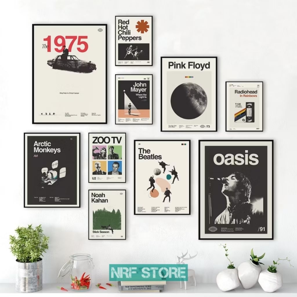ความงาม ห้องนอน ตกแต่งผนัง เรียบง่าย วงดนตรี อัลบั้ม ผนัง โปสเตอร์ ตกแต่งผนัง - แสดง