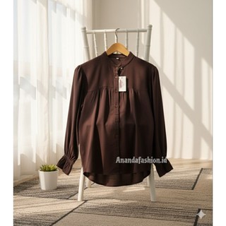 ALYSSA KEMEJA BLOUSE RAYON TWILL POLOS WANITA DEWASA OVERSIZE TERBARU