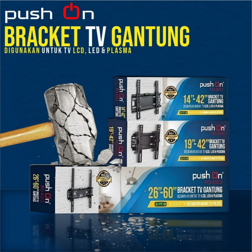 14 นิ้ว - 60 นิ้ว Push On Brand LED LCD TV Bracket